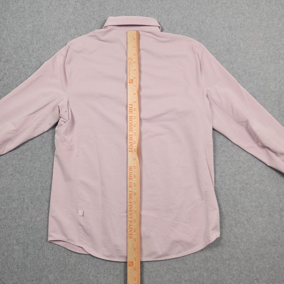 Lululemon Commission Shirt Mens Medium Button Front Pink Long Sleeve Stretch - Picture 8 of 11